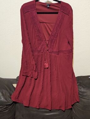 torrid Wine Crochet-Trim Tassel Midi Dress